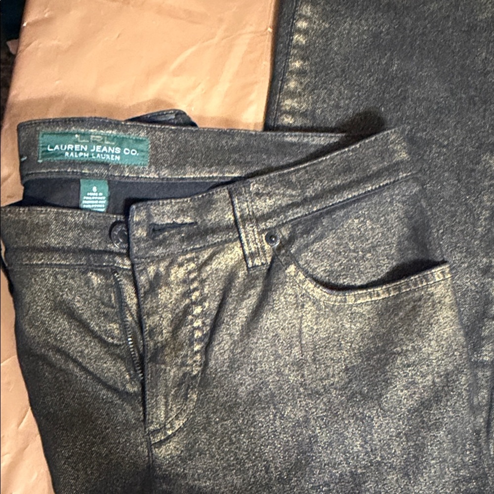 Ralph Lauren black and gold shimmer jeans size 6